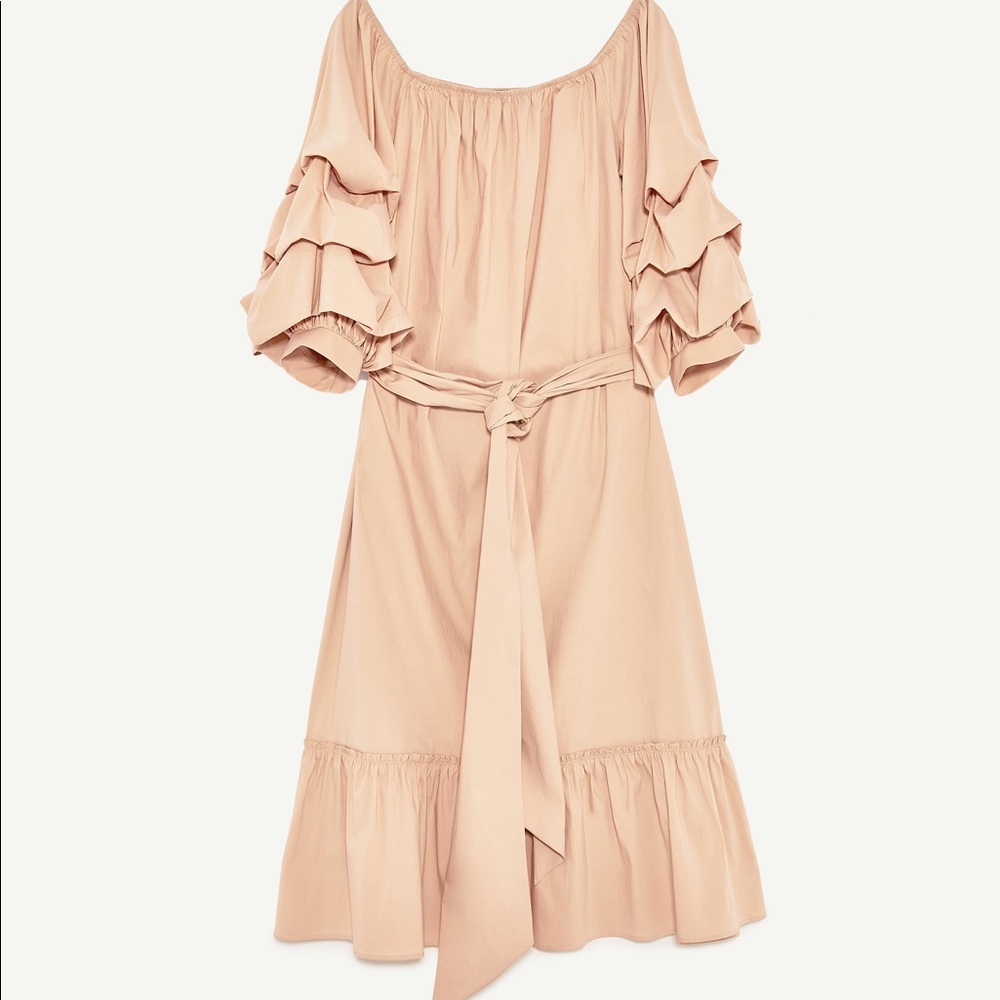 Zara OFF-THE-SHOULDER POPLIN DRESS